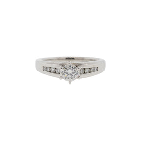 Channel-Set Accented Solitaire Diamond Engagement Ring