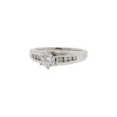 Channel-Set Accented Solitaire Diamond Engagement Ring