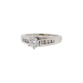 Channel-Set Accented Solitaire Diamond Engagement Ring
