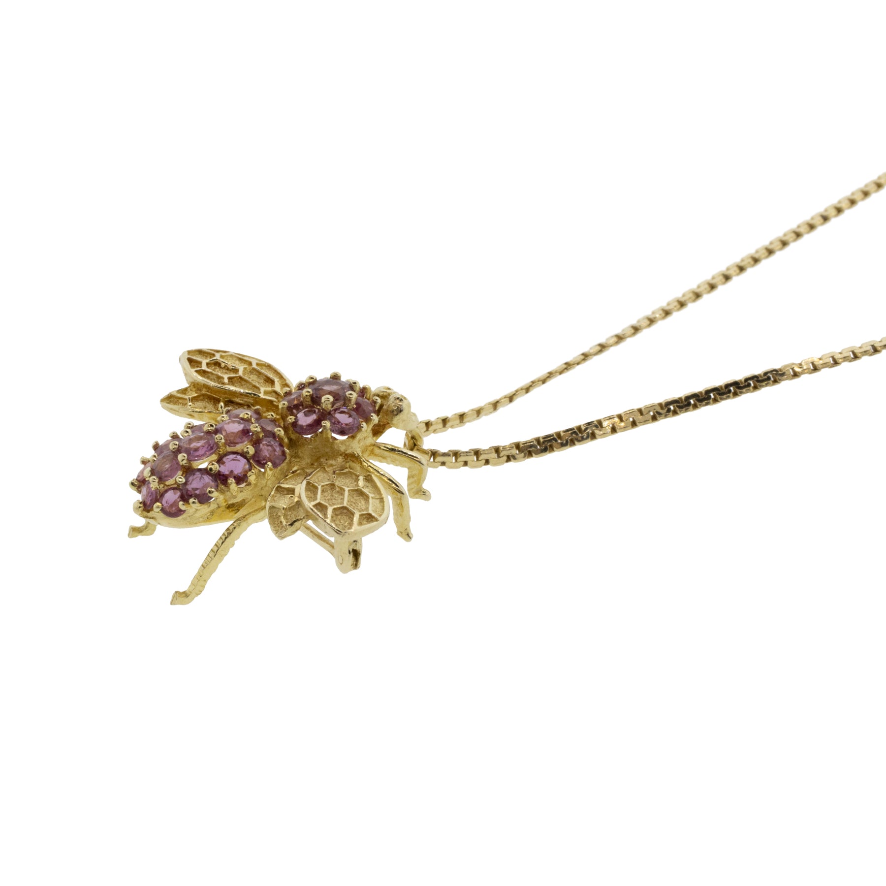 Pink Sapphire 14K Yellow Gold Bumble Bee Brooch Pendant