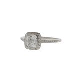 Platinum Tiffany & Co Cushion Cut Halo Engagement Ring