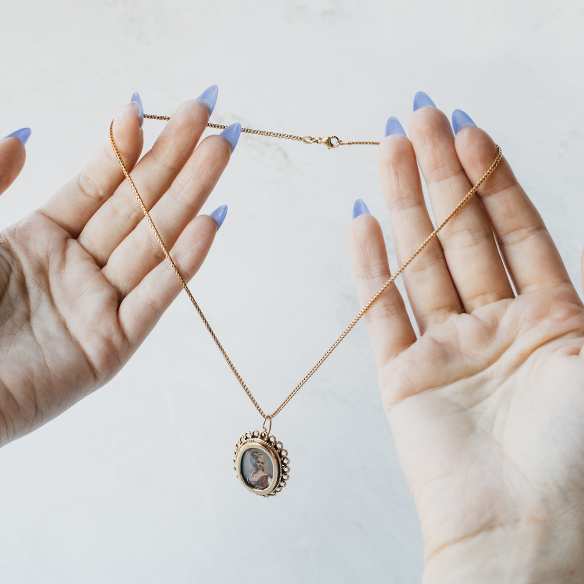 Victorian 14K Yellow Gold Pendant with Hand-Painted Portrait