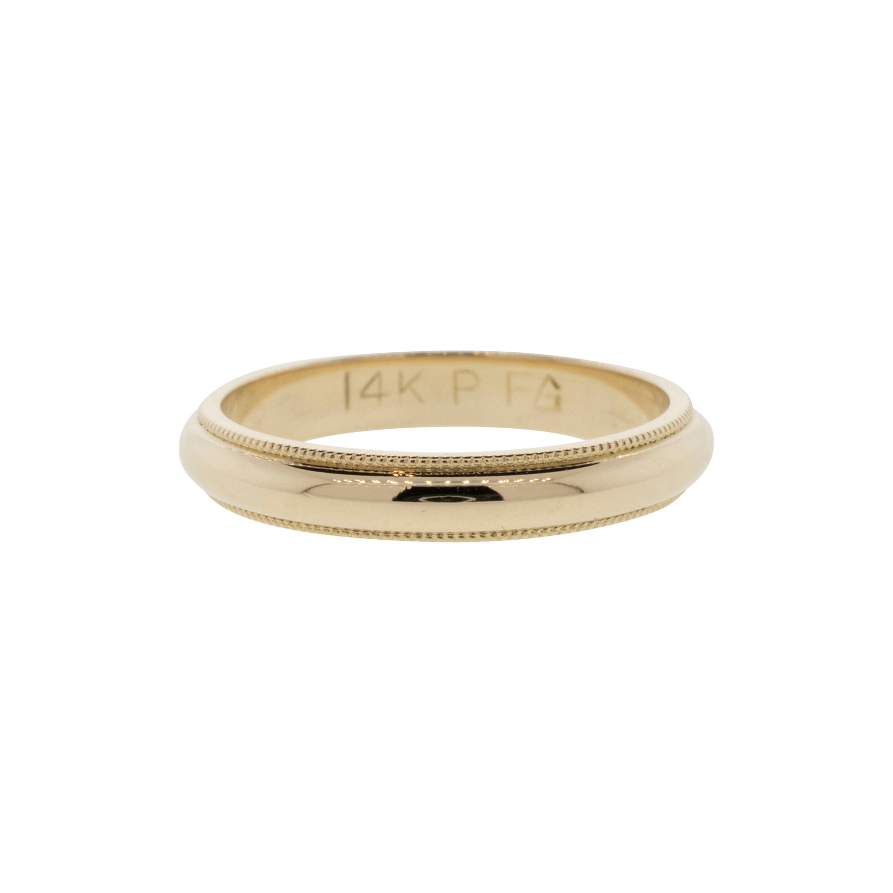 14K Yellow Gold 3mm Milgrain Wedding Band