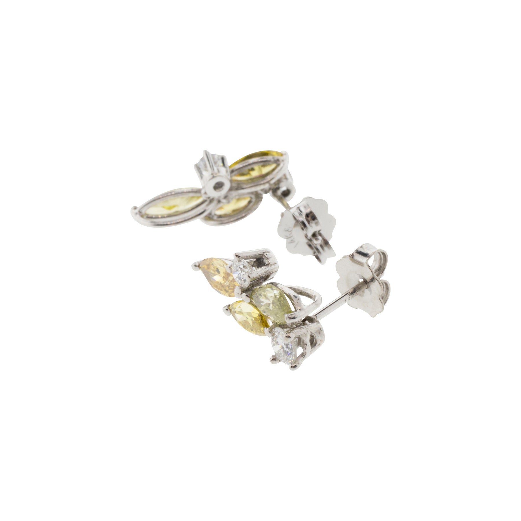 Color Enhanced Natural Diamond Climber Stud Earrings