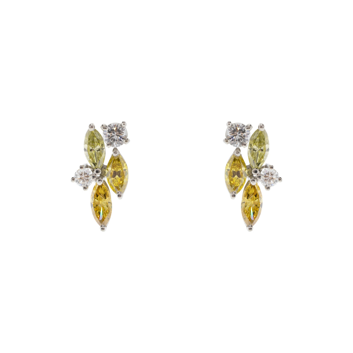 Color Enhanced Natural Diamond Climber Stud Earrings
