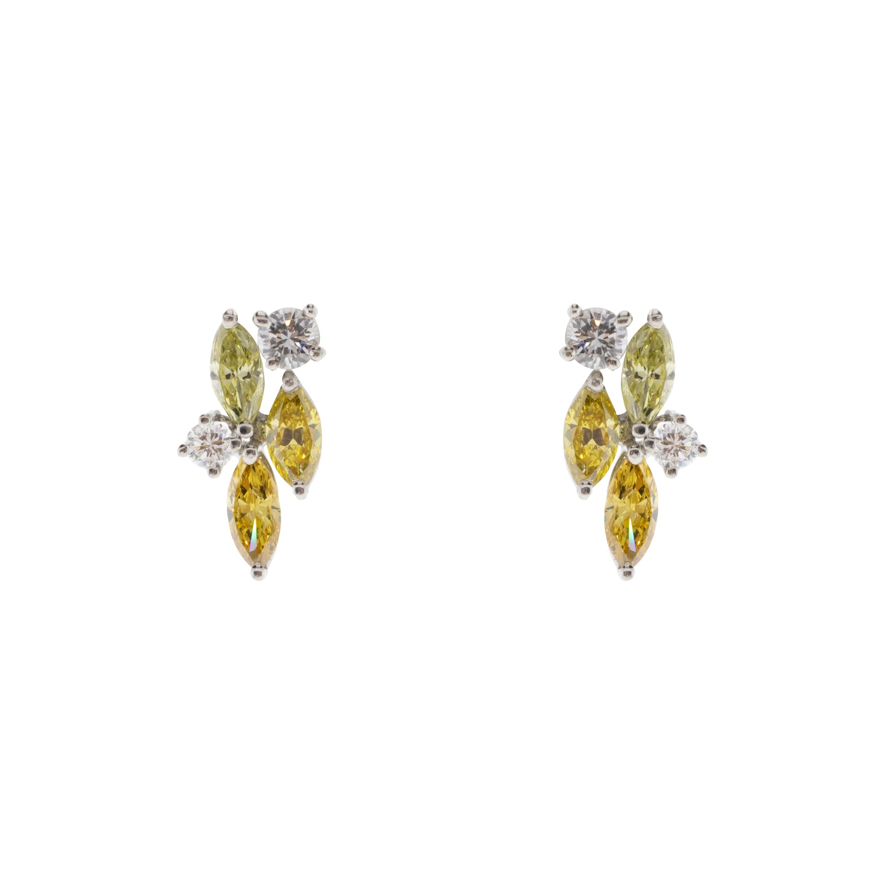 Color Enhanced Natural Diamond Climber Stud Earrings