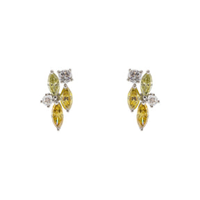 Color Enhanced Natural Diamond Climber Stud Earrings