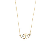 14K Yellow Gold Double Heart Necklace