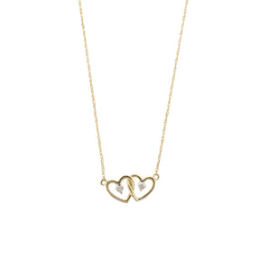 14K Yellow Gold Double Heart Necklace