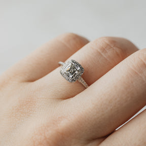 Platinum Tiffany & Co Cushion Cut Halo Engagement Ring