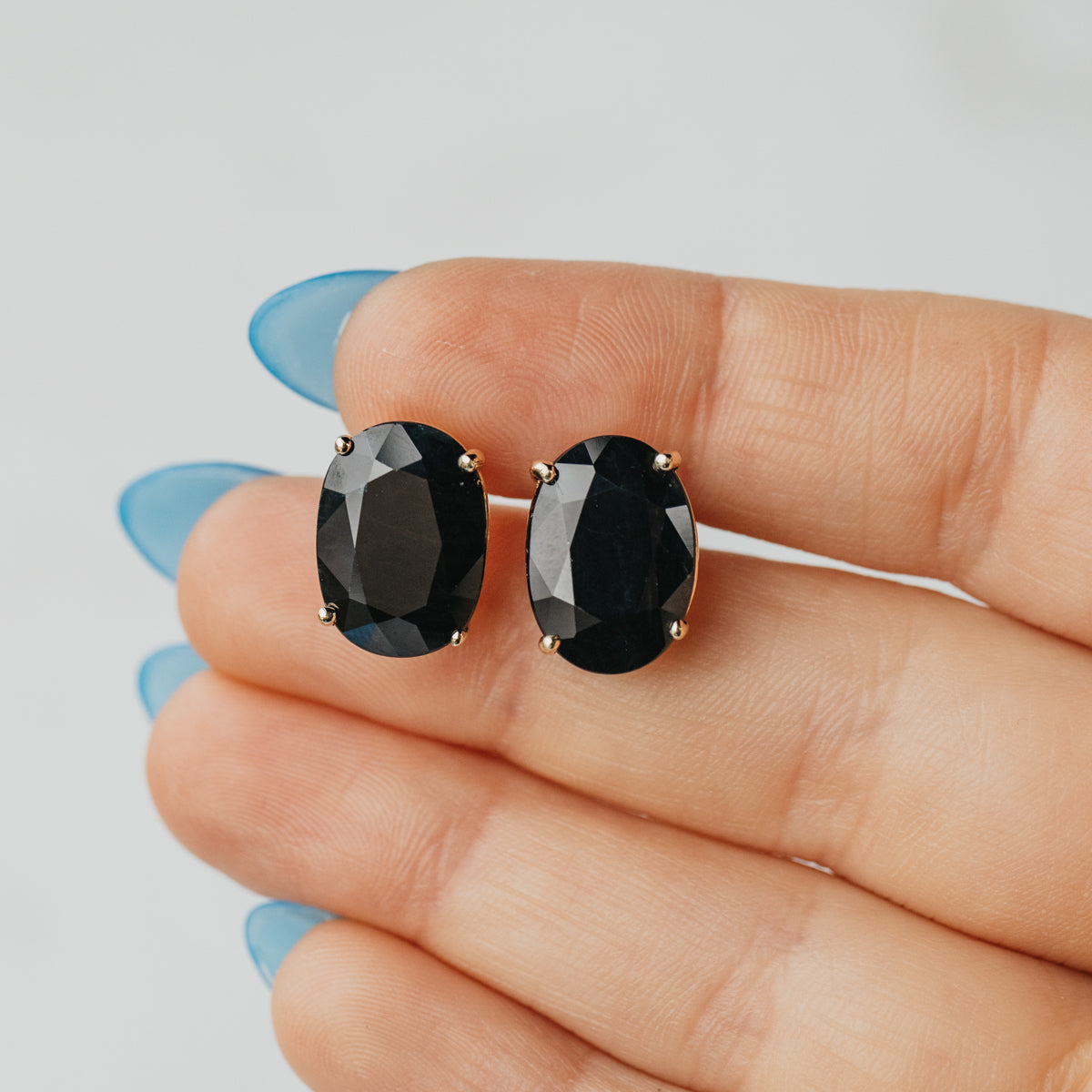 Deep Blue Sapphire Stud Earrings