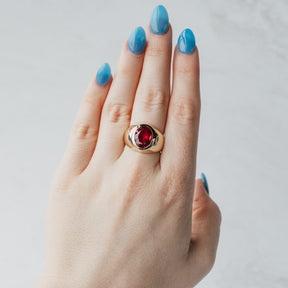 Flush Set Lab-Created Ruby Solitaire Ring