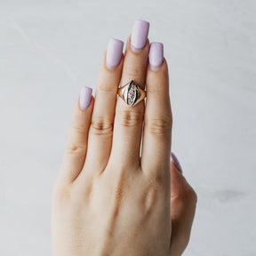 Old Mine and Round Brilliant Three-Stone Diamond Ring