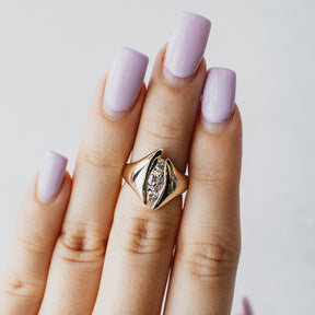 Old Mine and Round Brilliant Three-Stone Diamond Ring