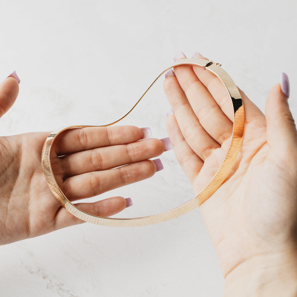 Wide 14k Yellow Gold Omega Chain Necklace