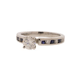 Triple X Round Brilliant Diamond and Sapphire Accented Solitaire Ring