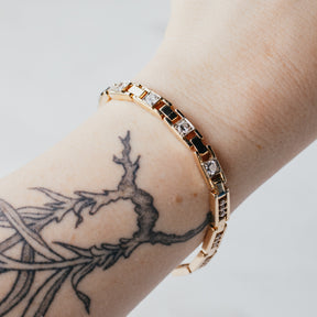 14K Yellow Gold Natural Diamond Floating Link Bracelet