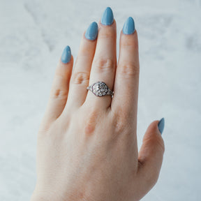 Platinum 1.03ct H-I/I1 Old European Diamond & Ruby Ring