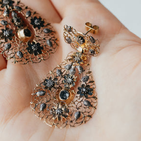 9-17K Yellow Gold Georgian Rose-Cut Diamond Earrings