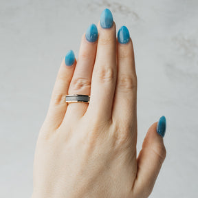 -Meteorite and Yellow Gold Inlay Ring