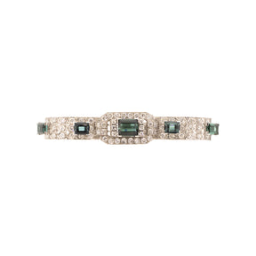 Platinum, 18K, & 9K White Gold Assembled Art Deco Indicolite & Diamond Bracelet