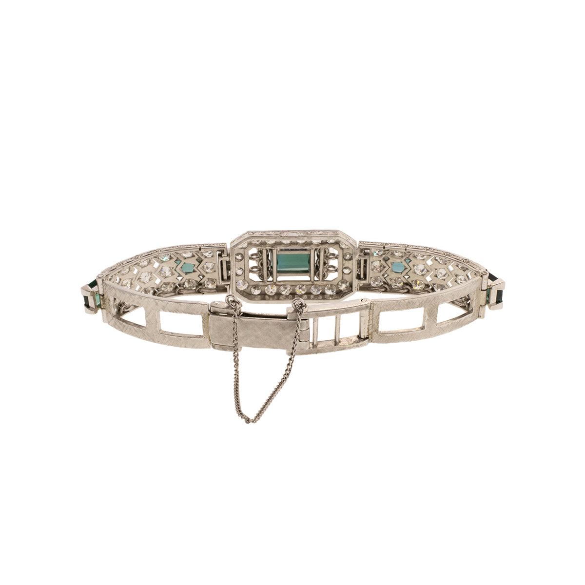 Platinum, 18K, & 9K White Gold Assembled Art Deco Indicolite & Diamond Bracelet