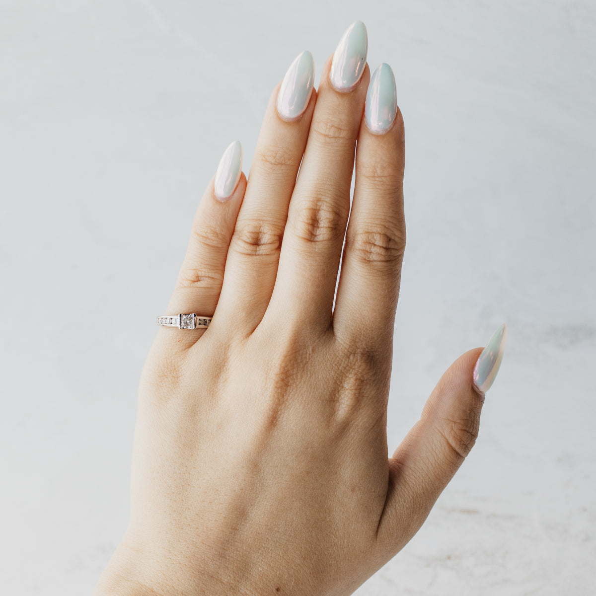 Tension-Set Natural Round Brilliant Cut Diamond Ring