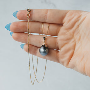 Tahitian Teardrop Pearl 14K Yellow Gold Pendant Necklace