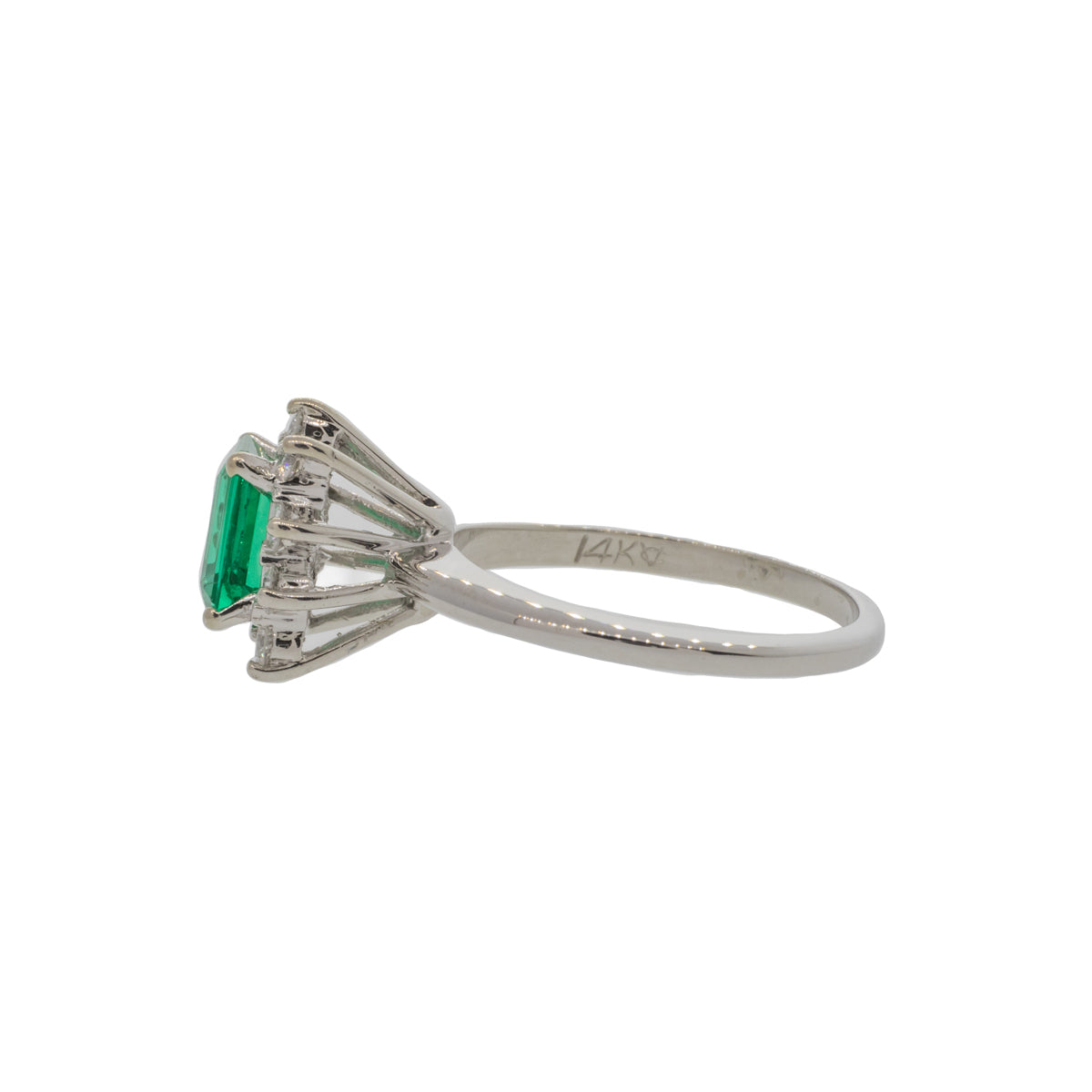 Lab Emerald and Natural Diamond Starburst Ring