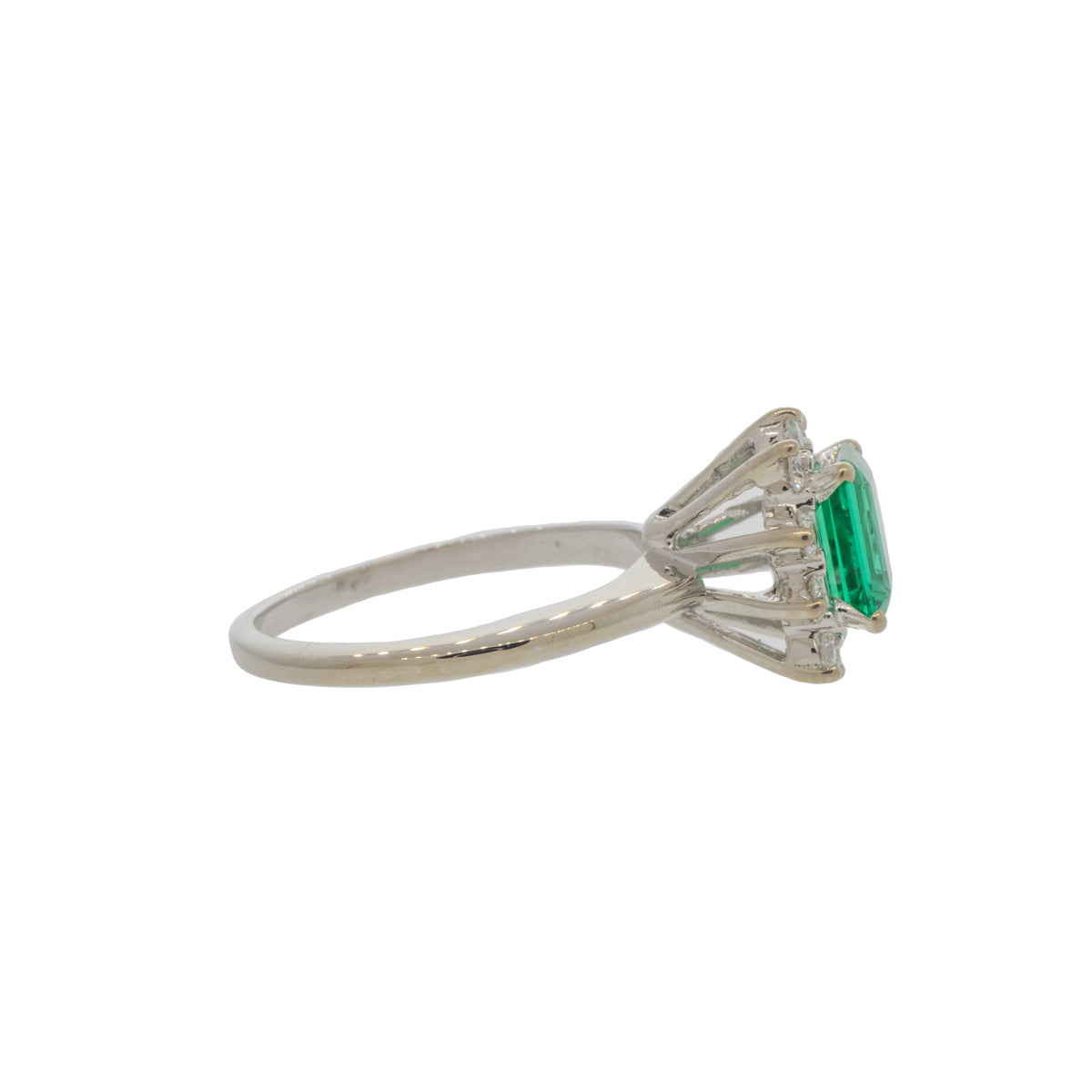 Lab Emerald and Natural Diamond Starburst Ring