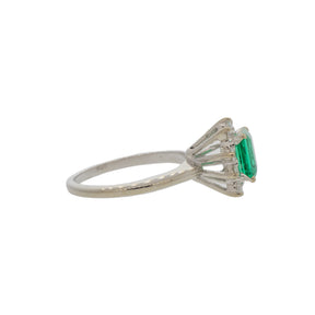 Lab Emerald and Natural Diamond Starburst Ring