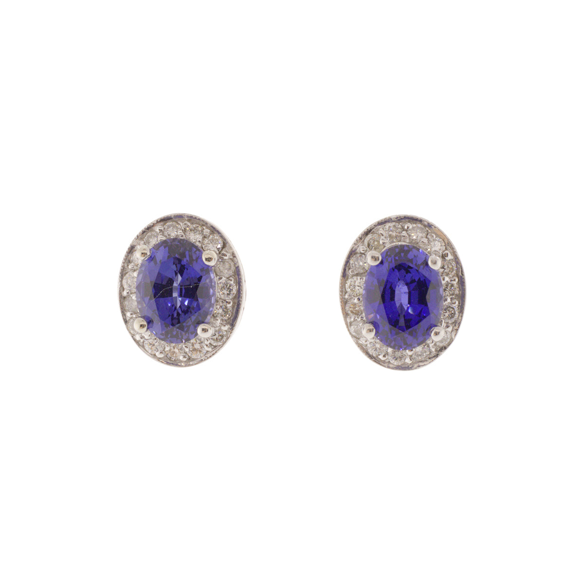 Tanzanite and Diamond Halo Stud Earrings