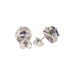 Tanzanite and Diamond Halo Stud Earrings