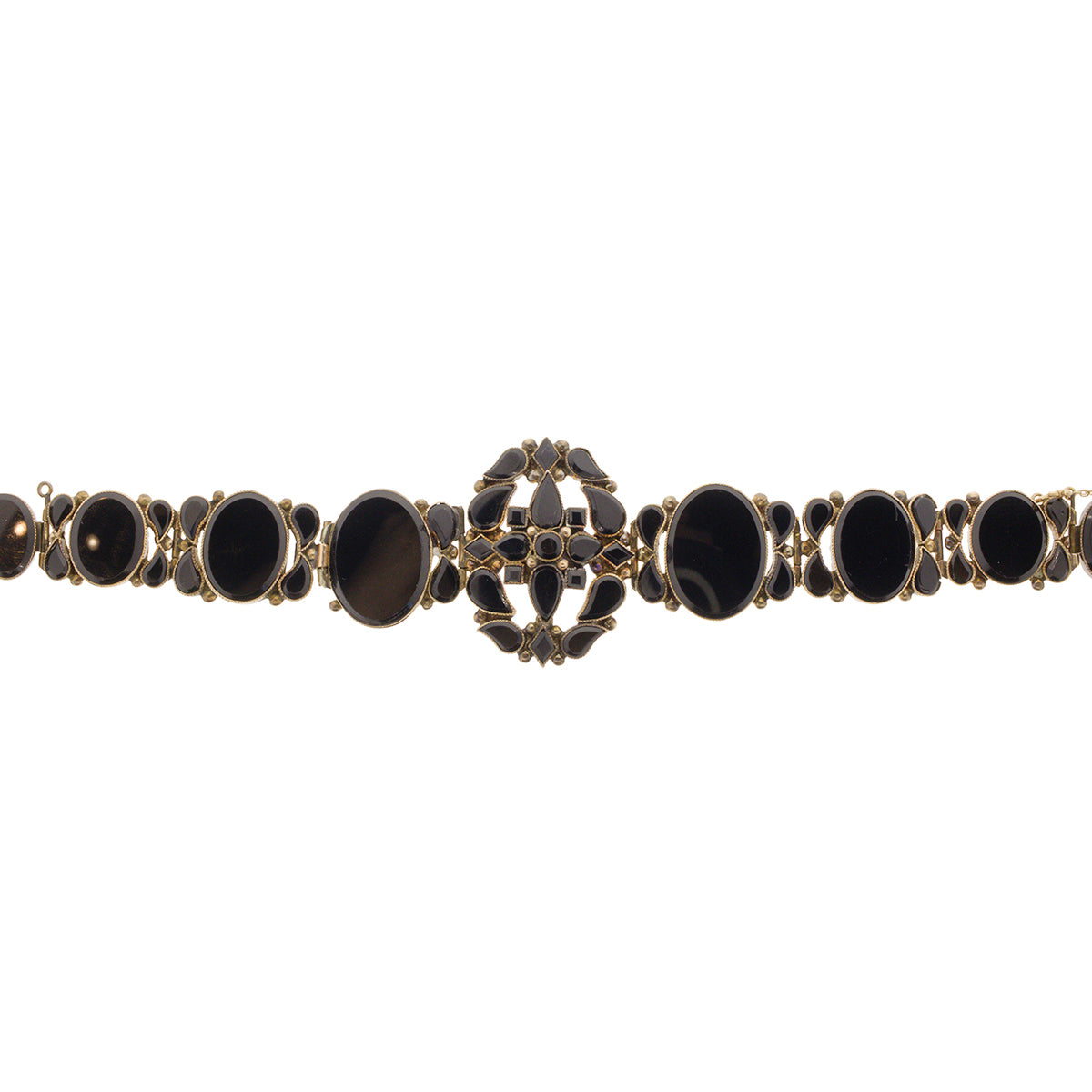 Victorian Onyx Link Bracelet Yellow Gold