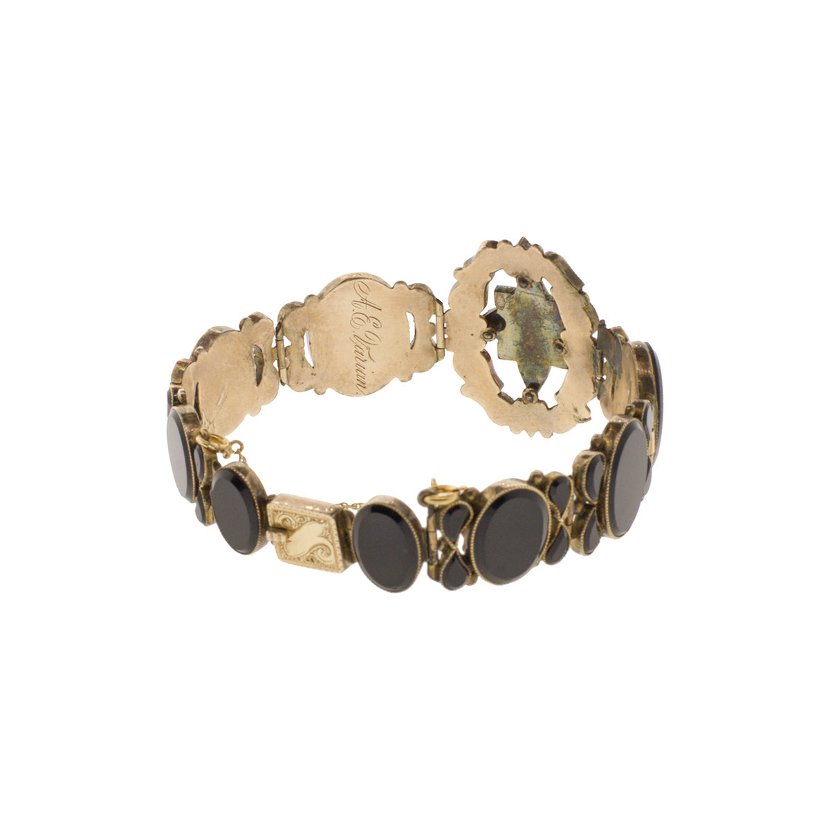 Victorian Onyx Link Bracelet Yellow Gold