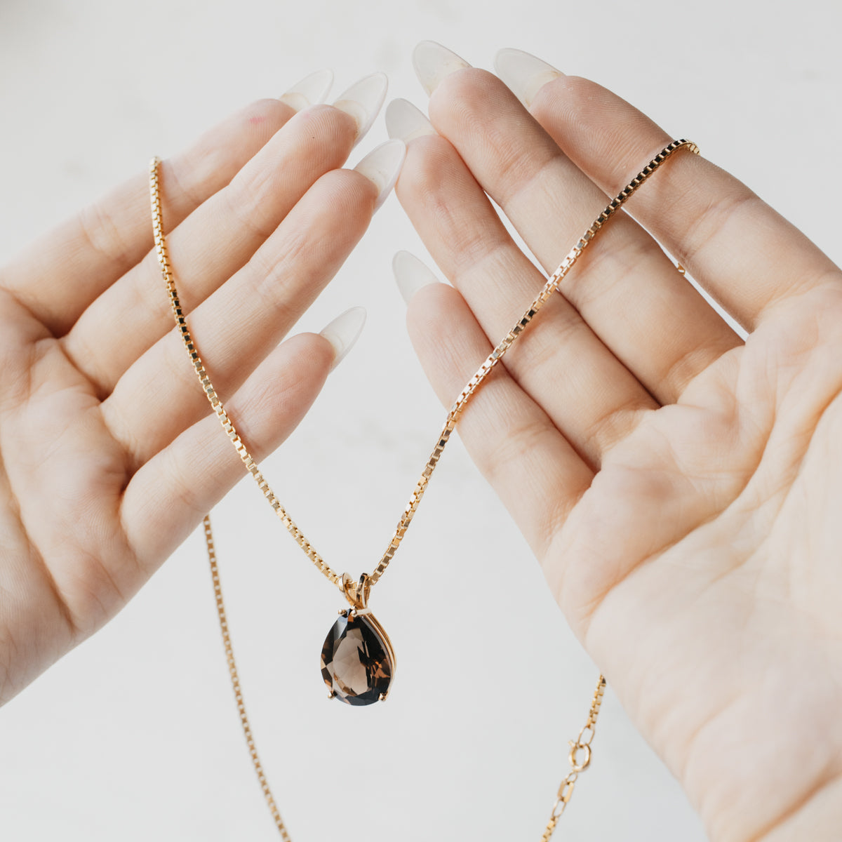Smoky Quartz 14K Yellow Gold Necklace