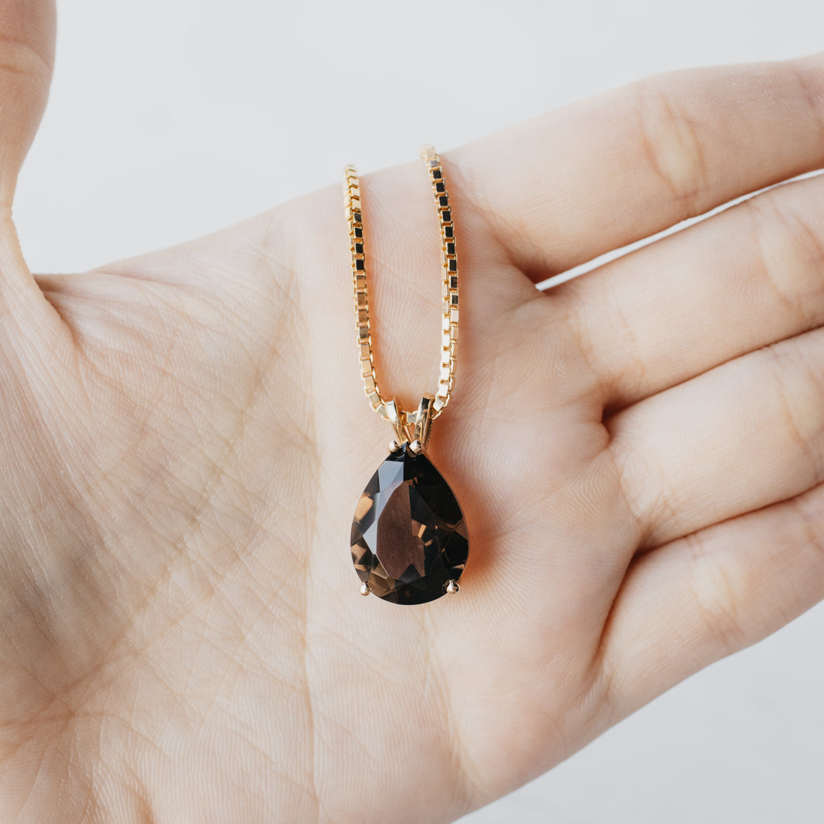 Smoky Quartz 14K Yellow Gold Necklace