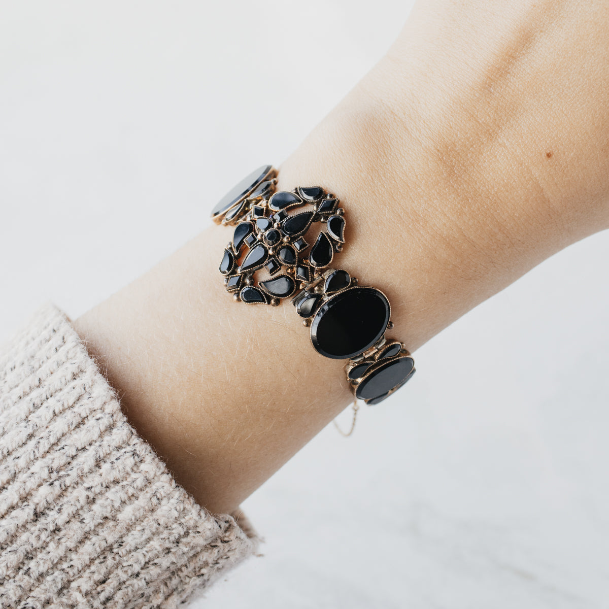 Victorian Onyx Link Bracelet Yellow Gold