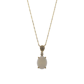Opal and Diamond 14K Yellow Gold Pendant Necklace