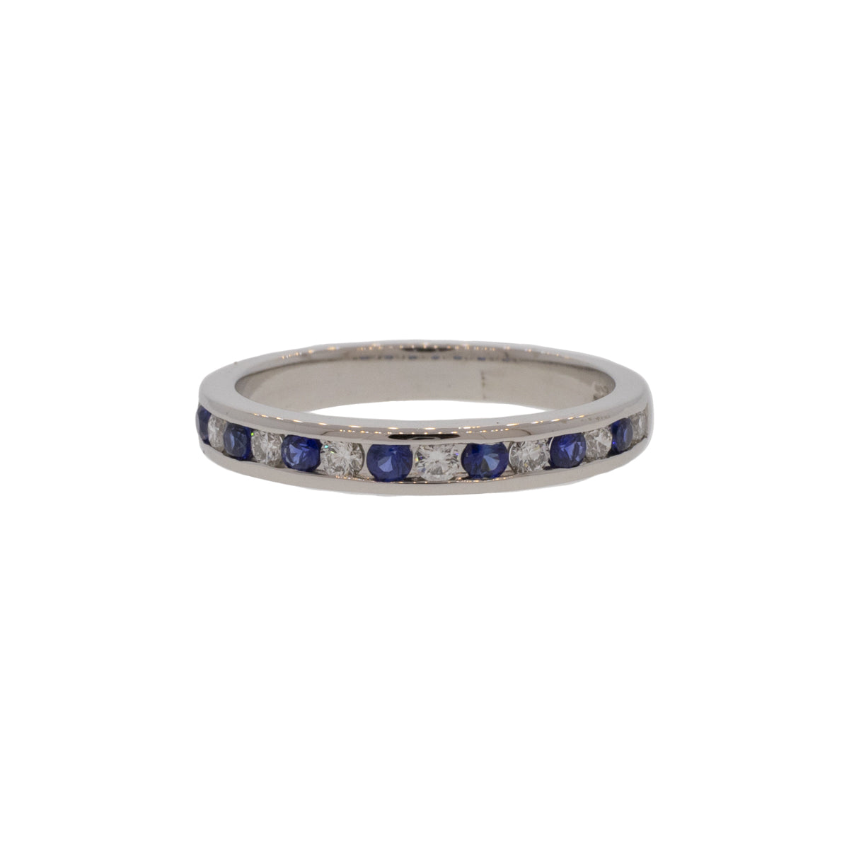 Channel-Set Premium Blue Sapphire and Diamond Ring
