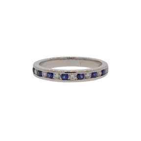 Channel-Set Premium Blue Sapphire and Diamond Ring