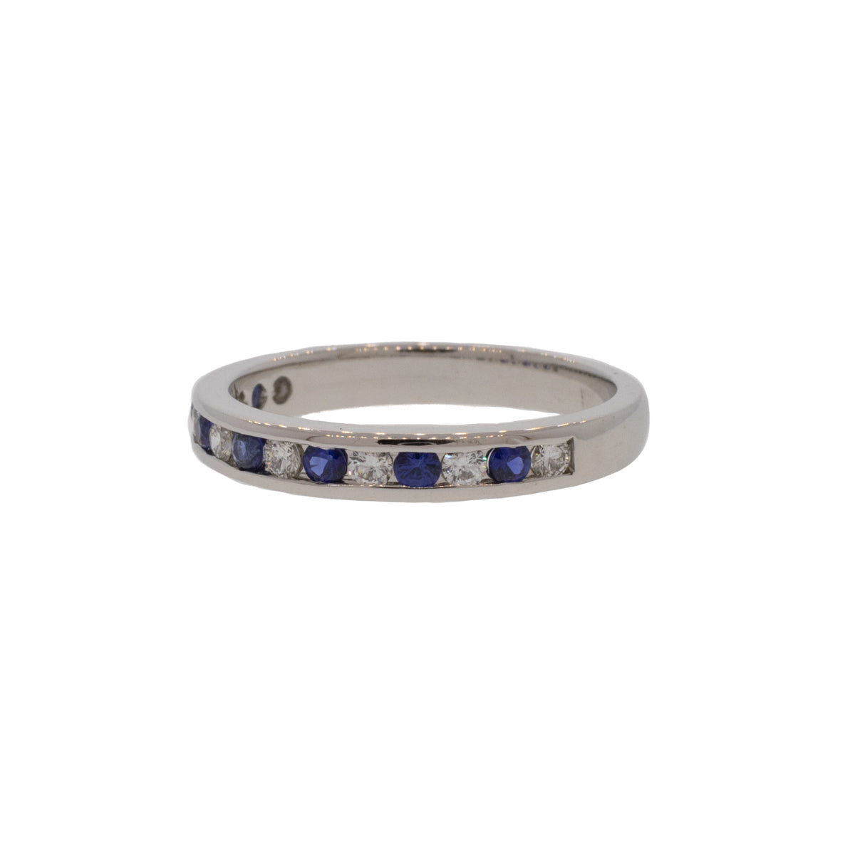Channel-Set Premium Blue Sapphire and Diamond Ring