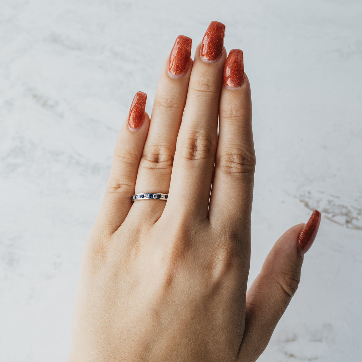 Channel-Set Premium Blue Sapphire and Diamond Ring