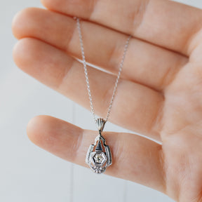 14K White Gold Champagne Old European Cut Diamond Necklace