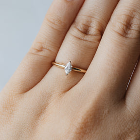 14K Yellow Gold Marquise Diamond Ring