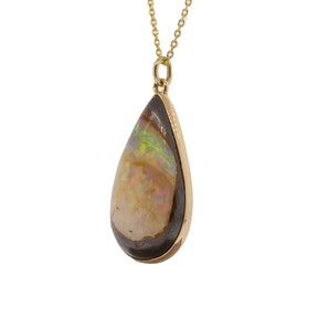 14K Yellow Gold Boulder Opal Necklace