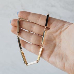 14K Yellow Gold Rectangle Link Necklace
