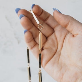 14K Yellow Gold Rectangle Link Necklace