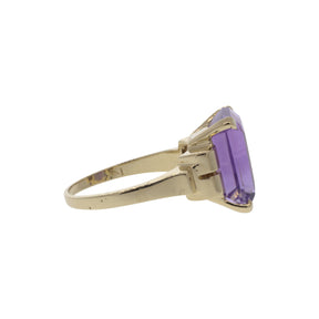 14K Yellow Gold Emerald Cut Amethyst Ring
