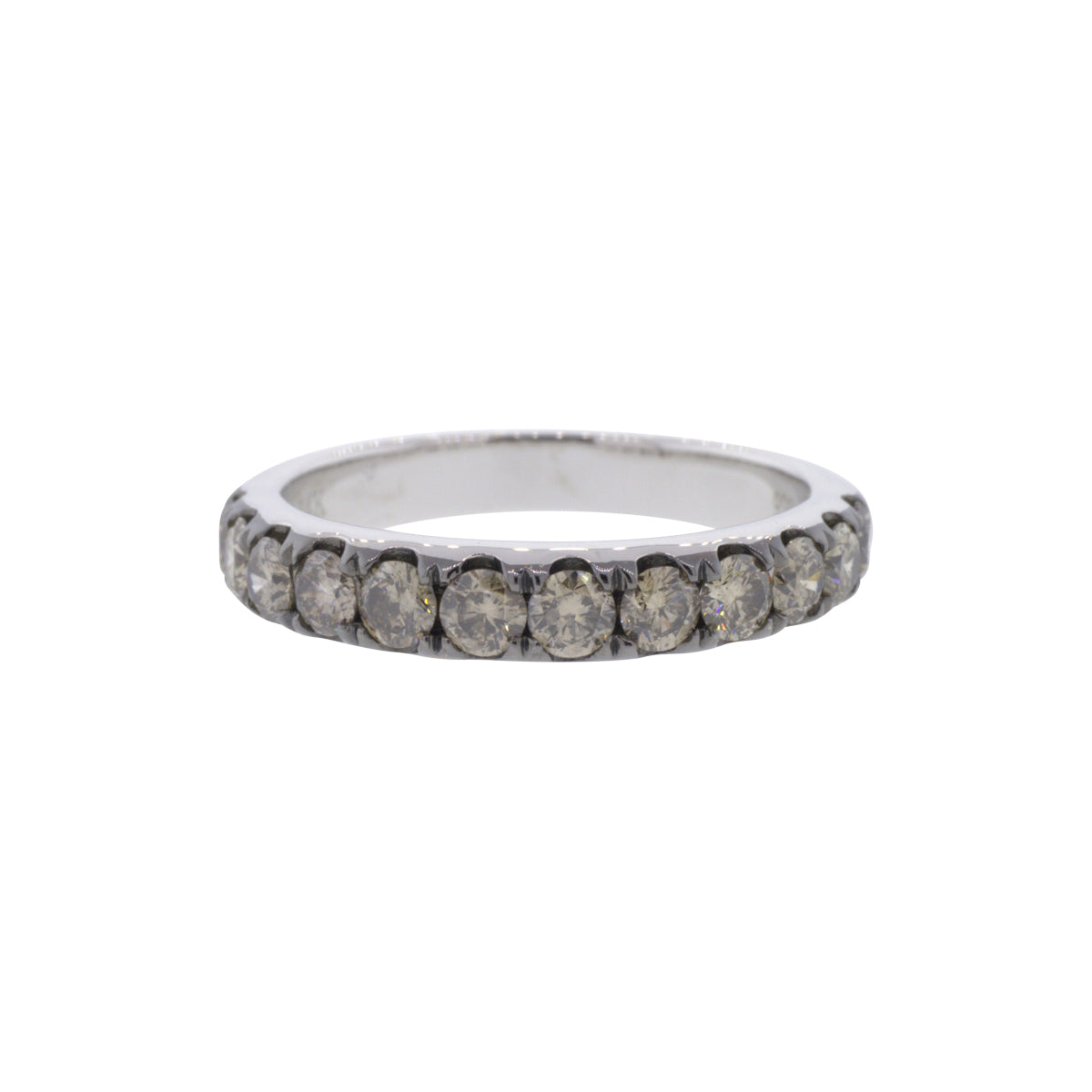 14K White Gold Champagne Diamond Band